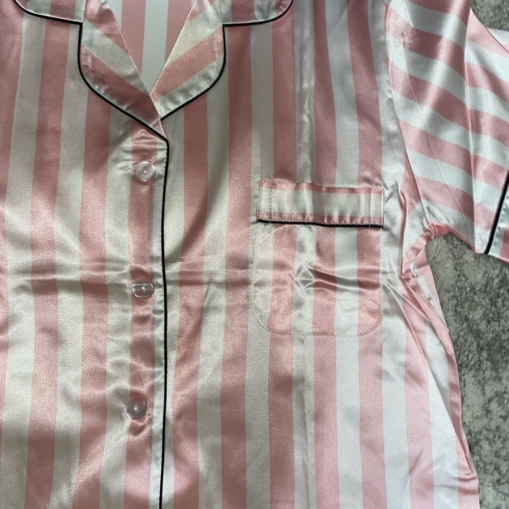 Pink & White Striped 2 piece pajama set - Picture 6 of 7